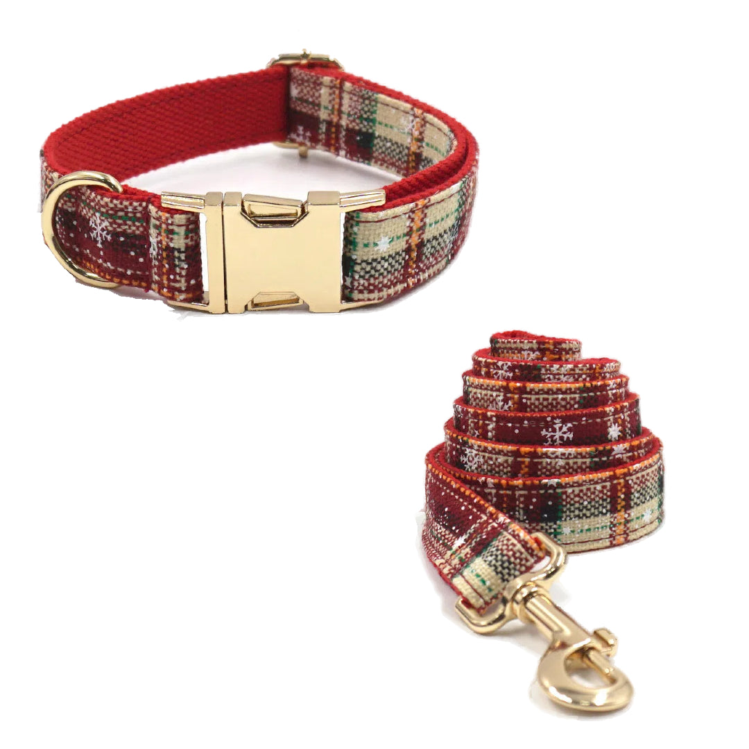 Custom Christmas Dog Collar & Leash Set