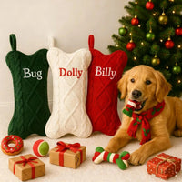 Personalized Embroidered Dog Bone Christmas Stocking