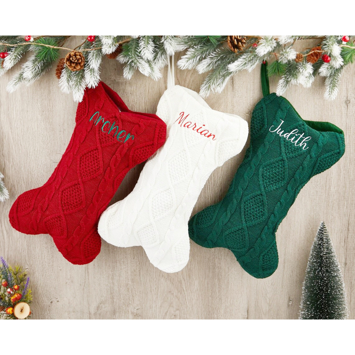 Personalized Embroidered Dog Bone Christmas Stocking
